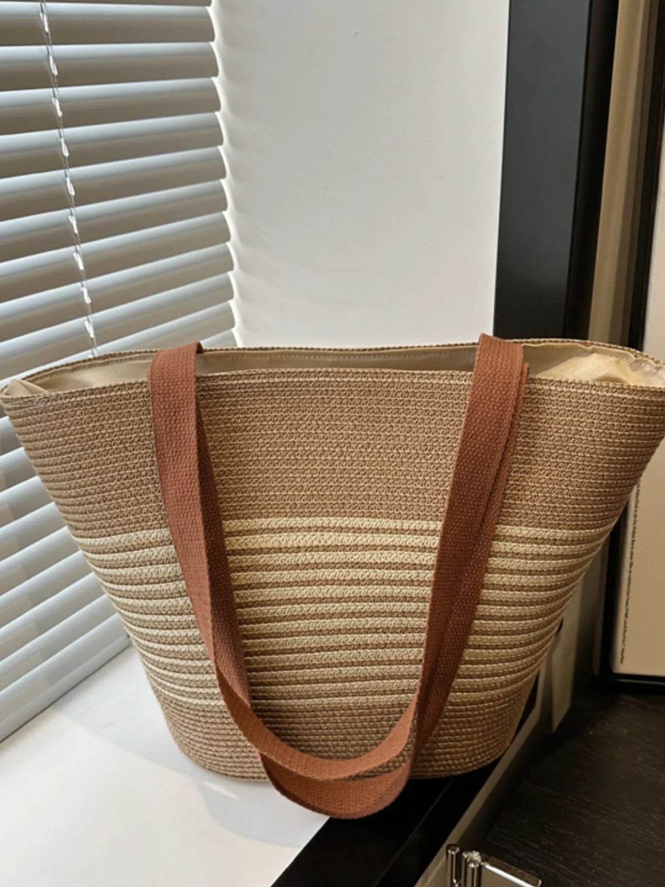 Striped Woven Tote Bag - Tredona LLC