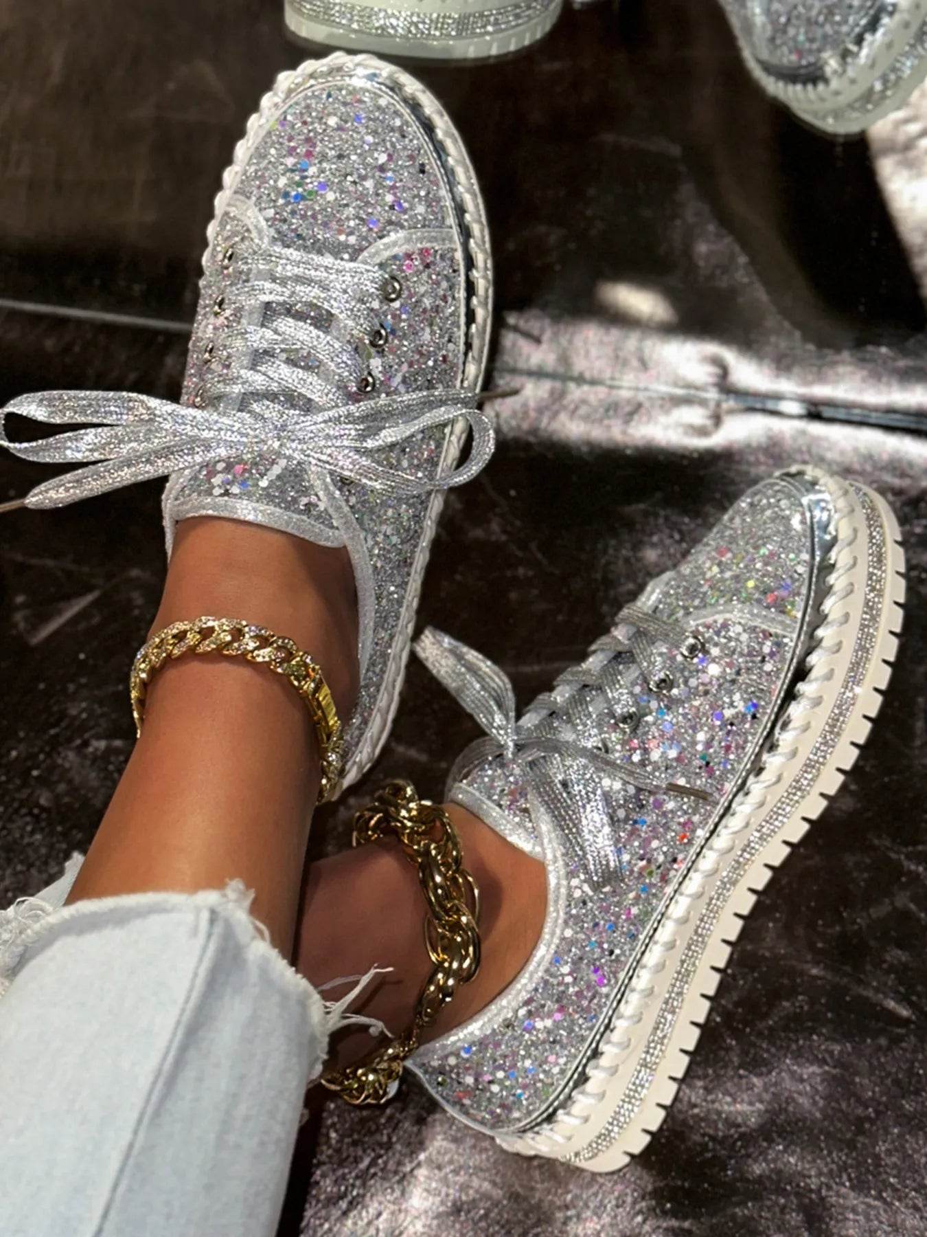 Lace Up Round Toe Platform Sneakers - Tredona LLC