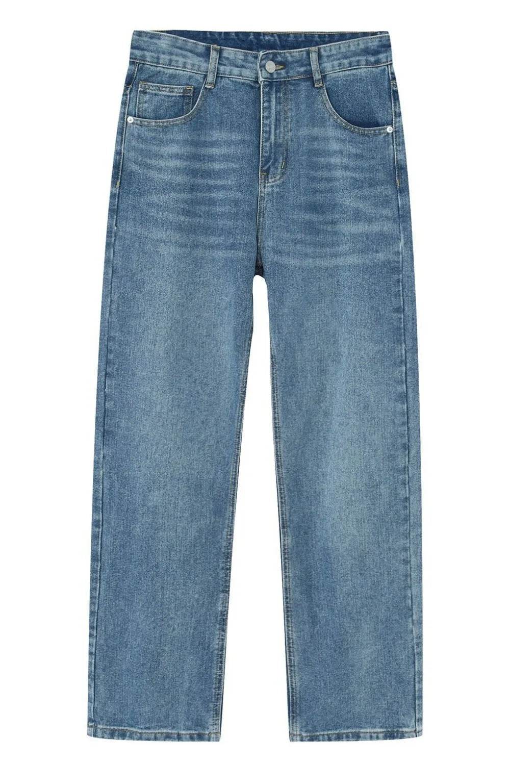 Washed Straight-Leg Slim Jeans - Tredona LLC