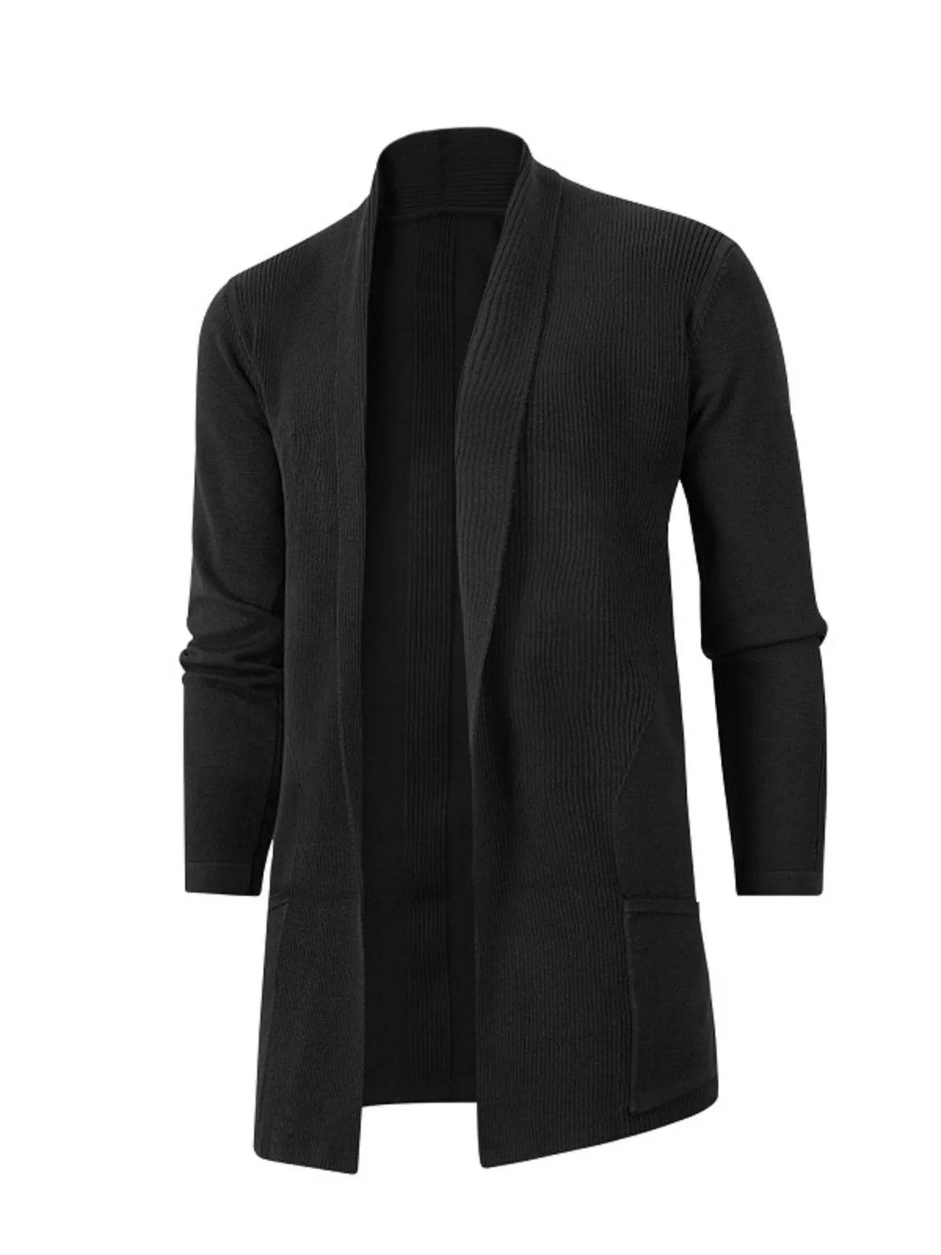 Men's Plus Size Open Front Long Sleeve Knit Cardigan - Tredona LLC