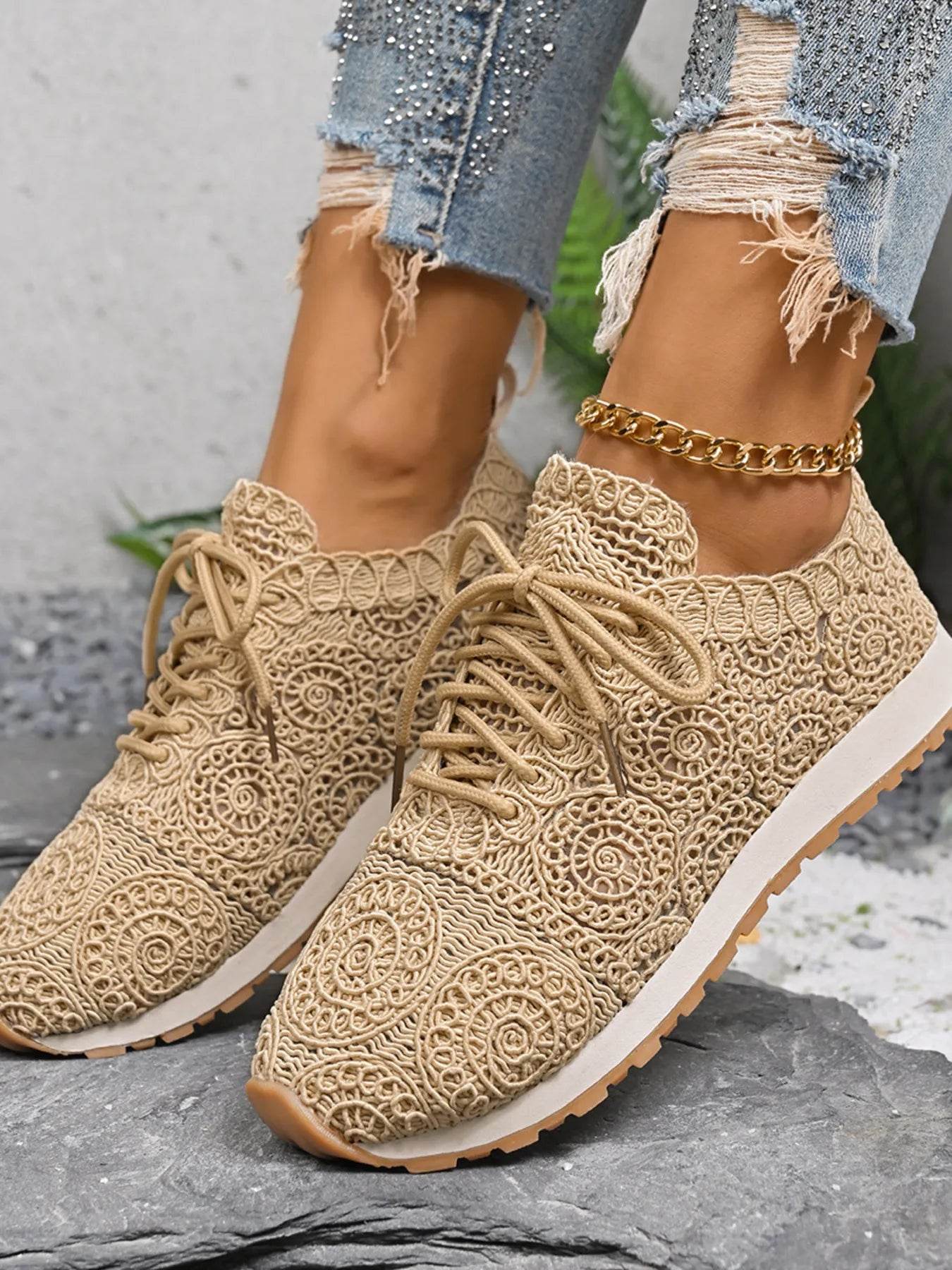 Mesh Lace Up Sneakers - Tredona LLC