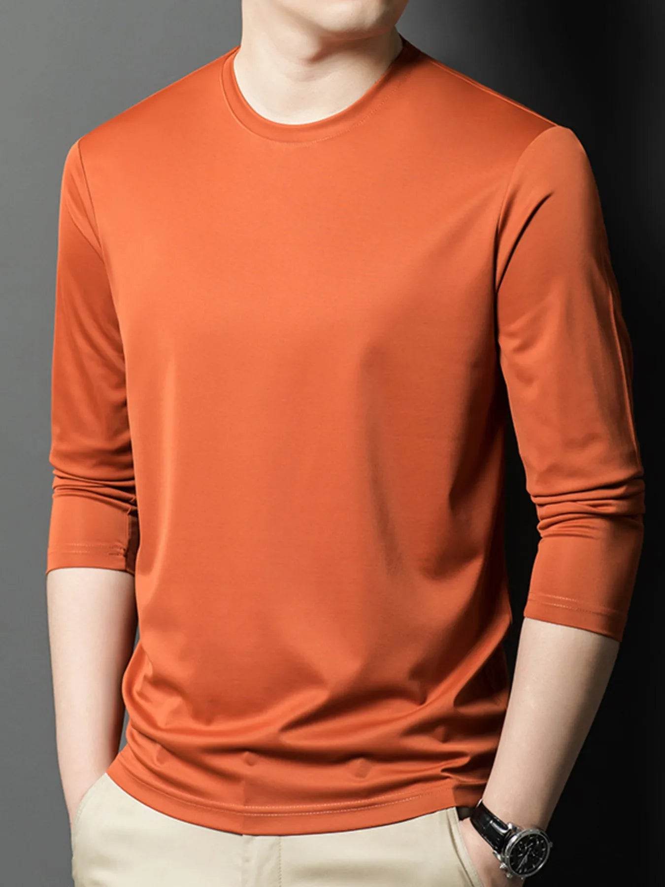 Men's Plus Size Round Neck Long Sleeve T-Shirt - Tredona LLC