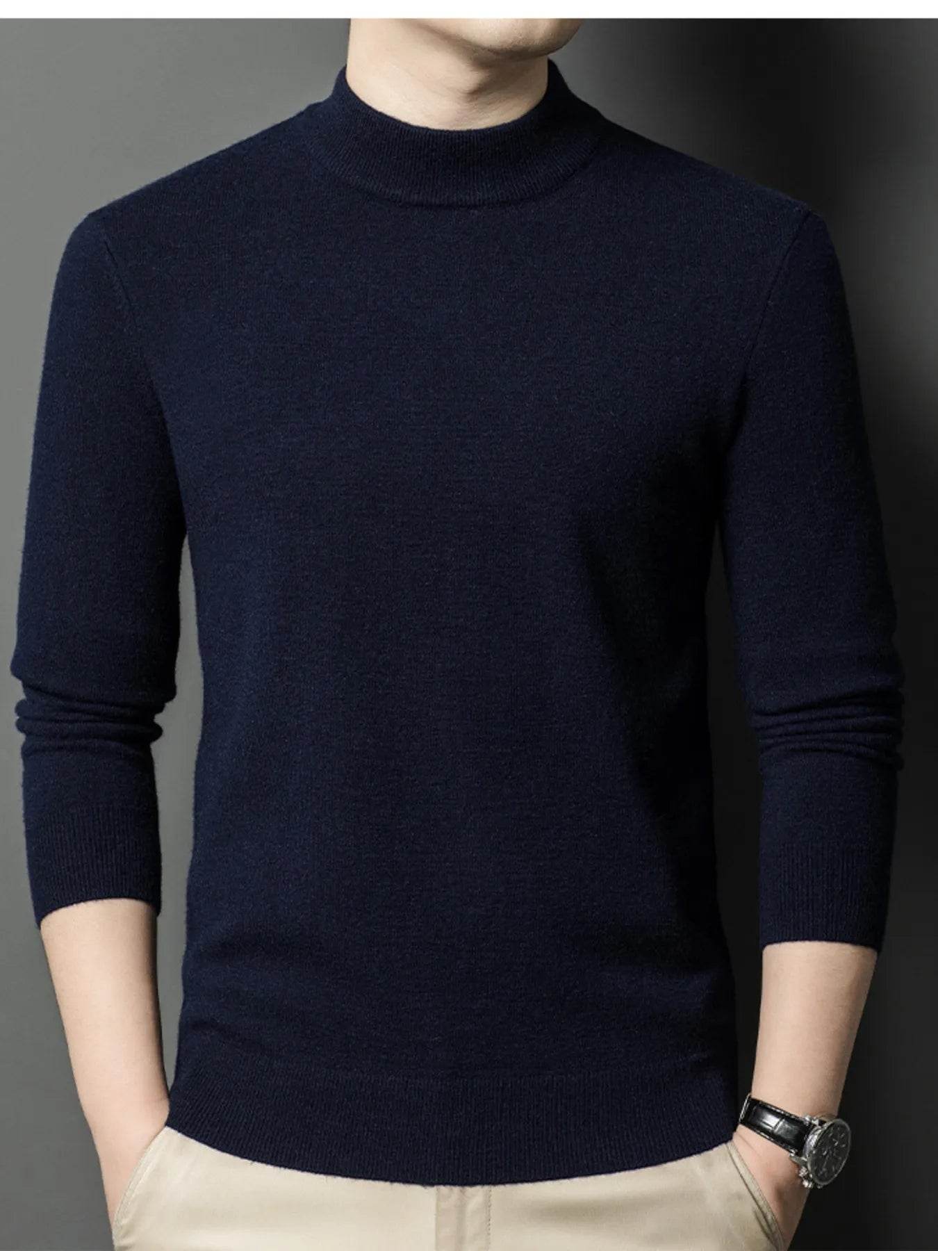 Men's Plus Size Mock Neck Long Sleeve Knit Top - Tredona LLC
