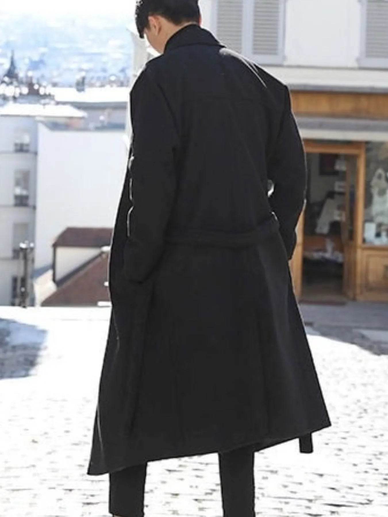 Men's Plus Size Lapel Collar Long Sleeve Longline Coat - Tredona LLC