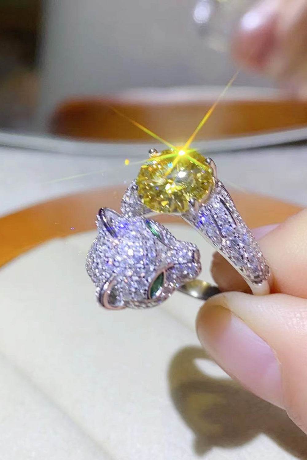 2 Carat Yellow Moissanite Animal Bypass Ring - Tredona LLC