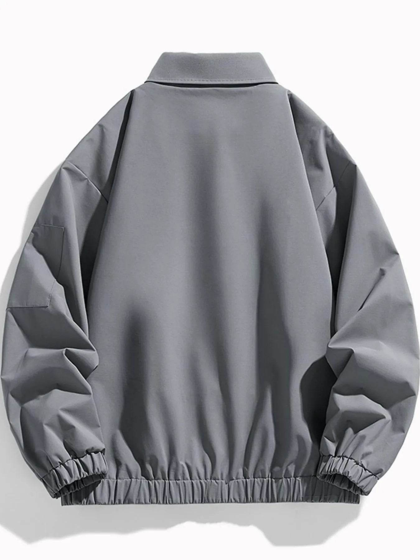Men's Plus Size Elastic Hem Long Sleeve Jacket - Tredona LLC