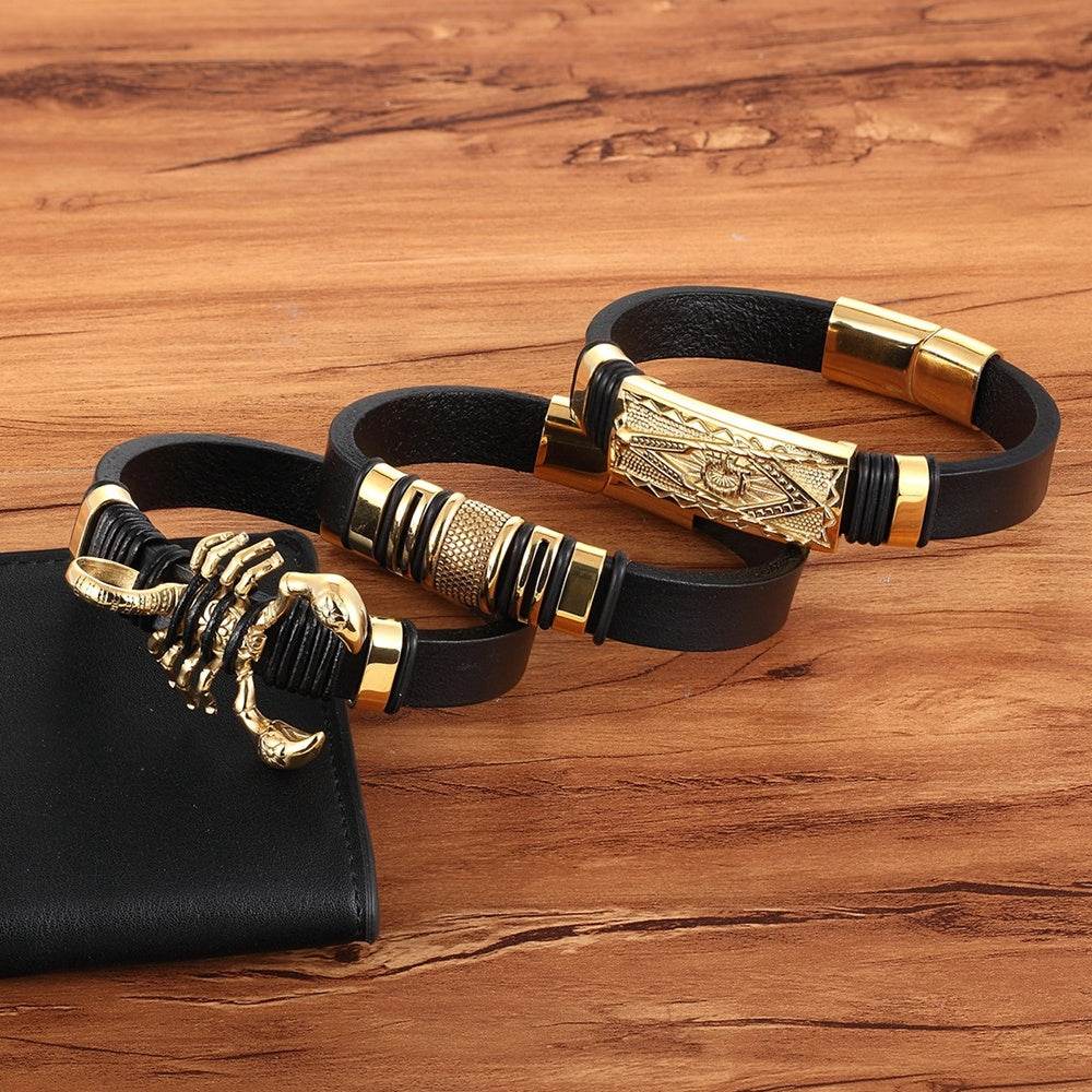 Scorpion Bracelet Leather Woven Bracelet Men - Tredona LLC
