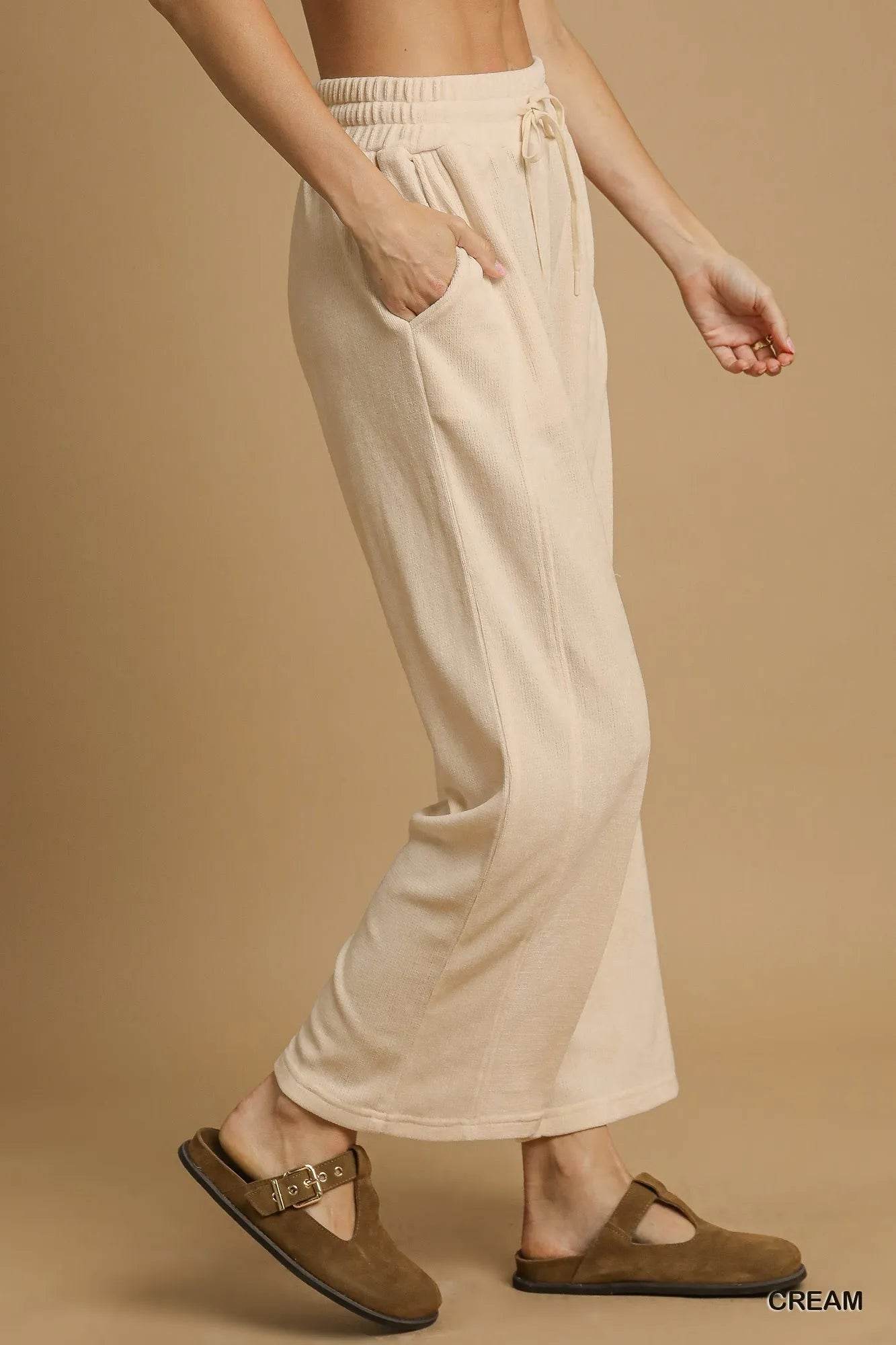 Umgee Drawstring Wide Leg Pants - Tredona LLC