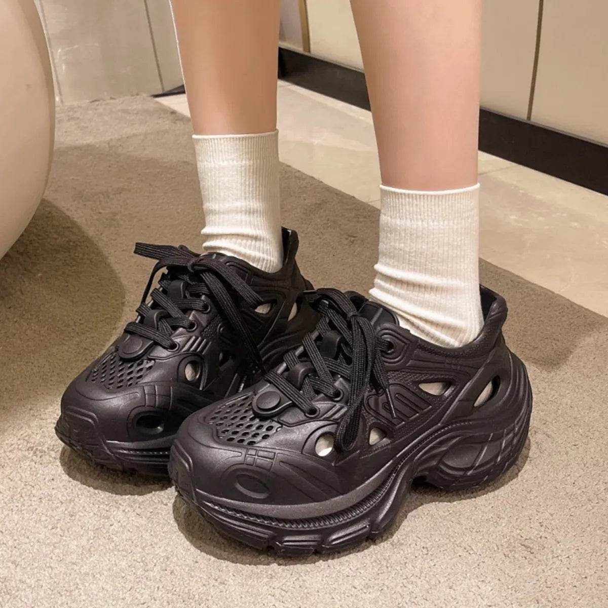 Lace Up Platform Sneakers - Tredona LLC