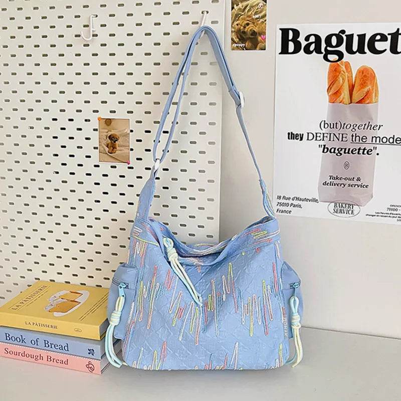 Contrast Texture Shoulder Bag - Tredona LLC
