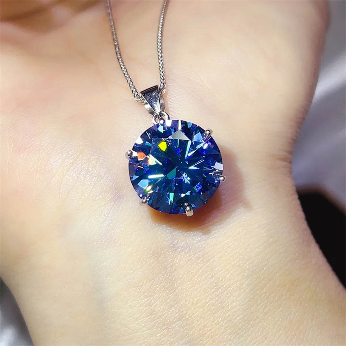 10 Carat Moissanite 925 Sterling Silver Ring and Necklace Set - Tredona LLC