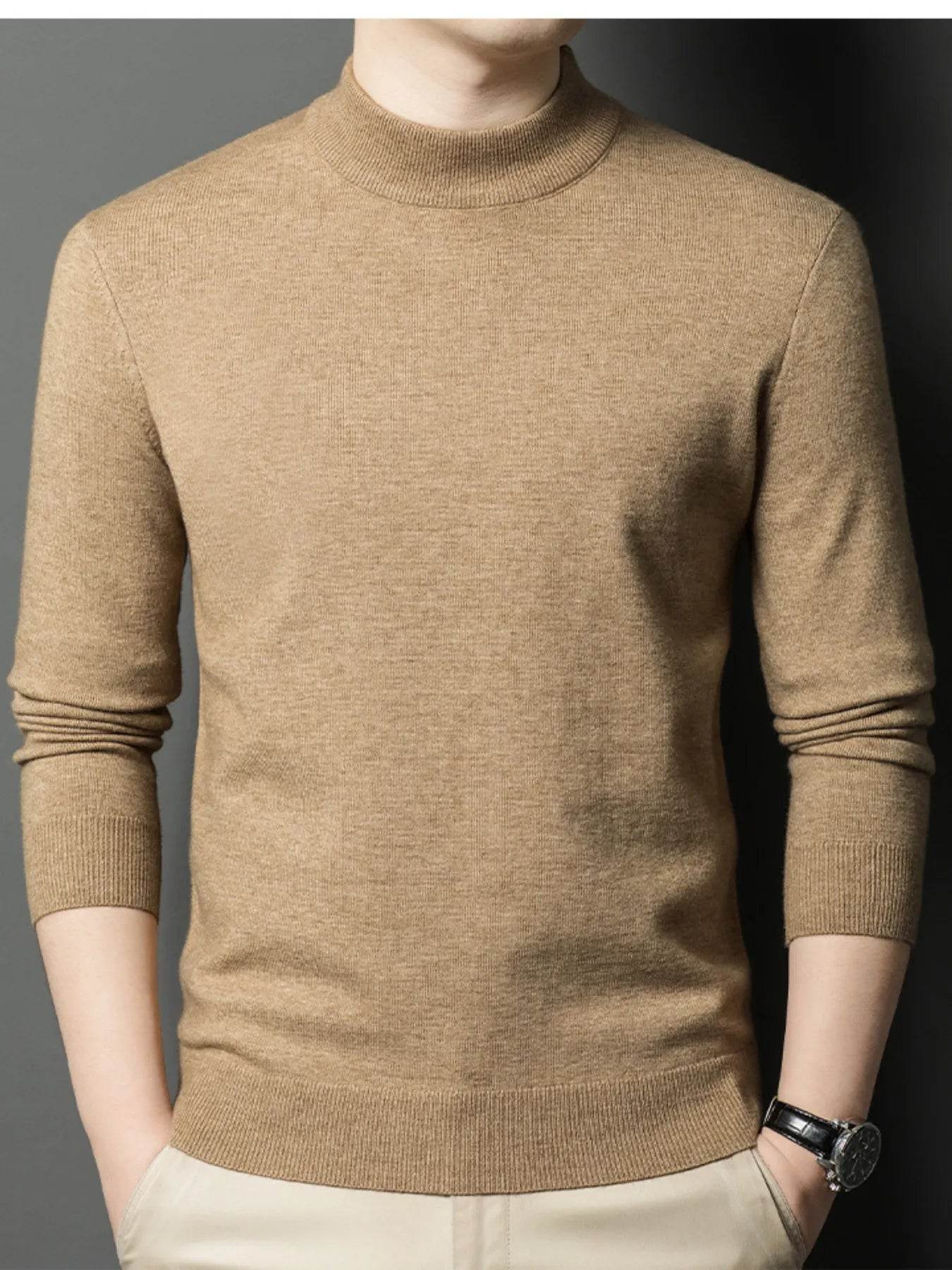 Men's Plus Size Mock Neck Long Sleeve Knit Top - Tredona LLC