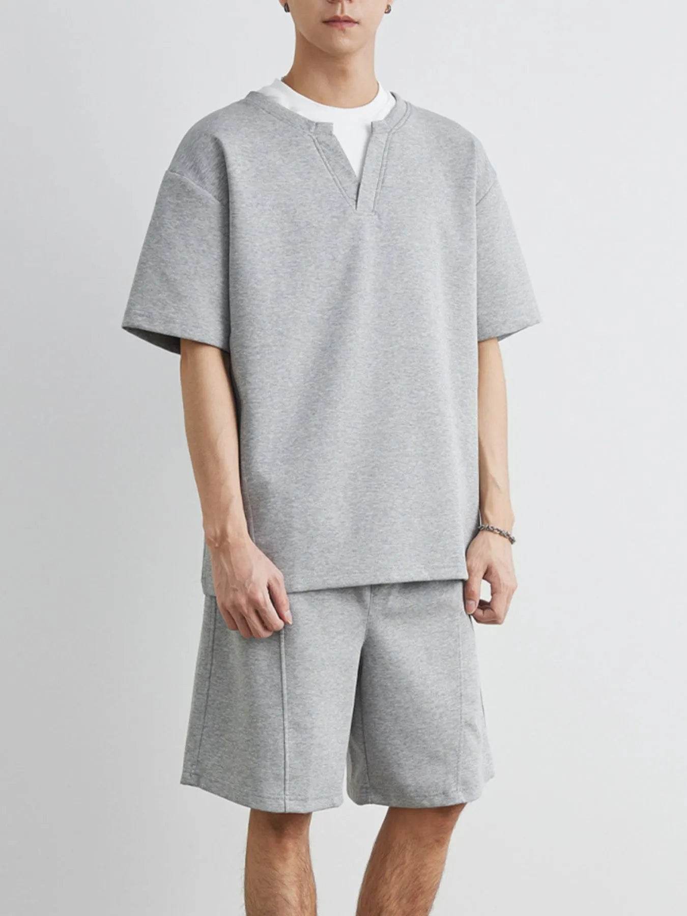 Men's Plus Size Half Sleeve Top and Shorts Set - Tredona LLC