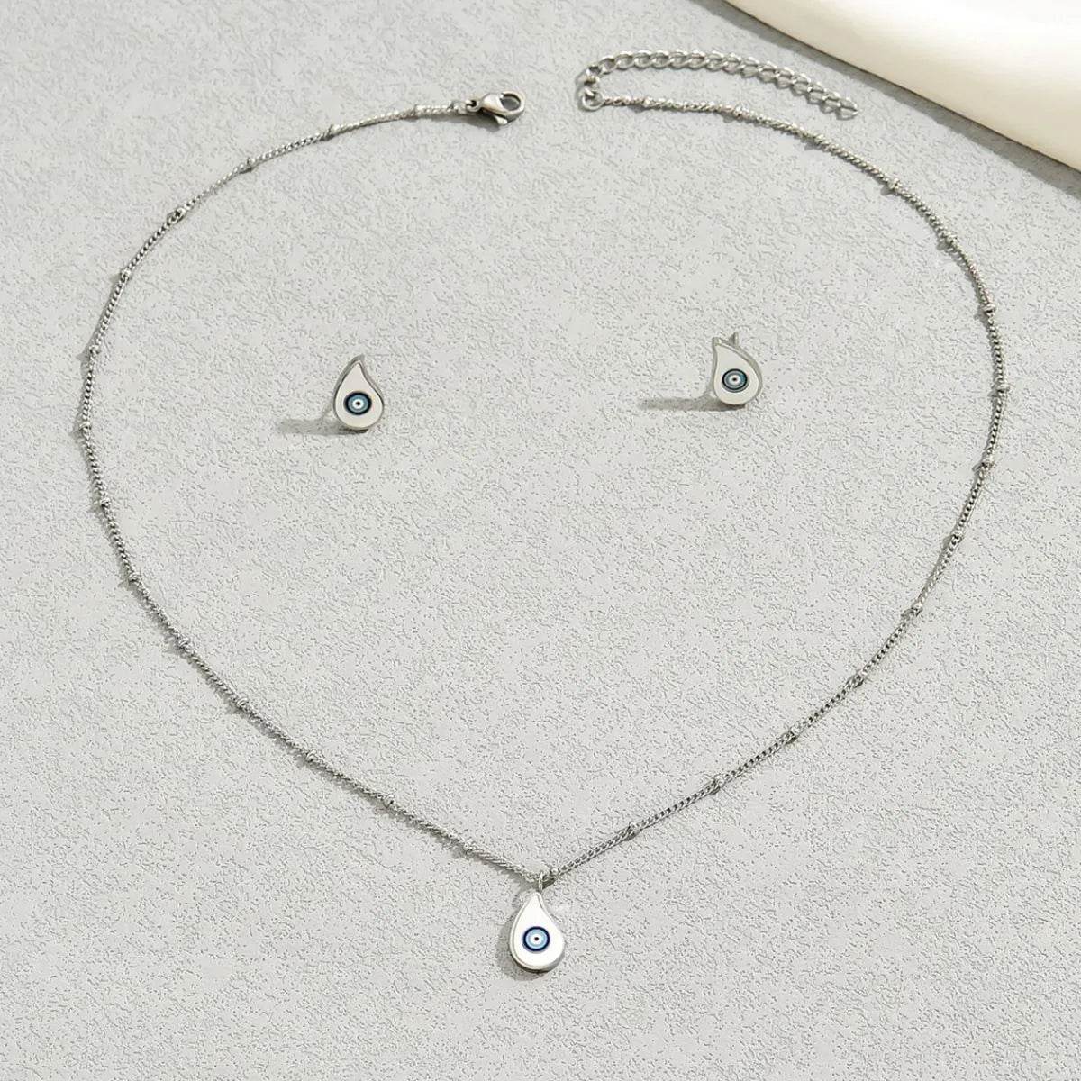 Stainless Steel Resin Necklace and Earrings Jewelry Set - Tredona LLC