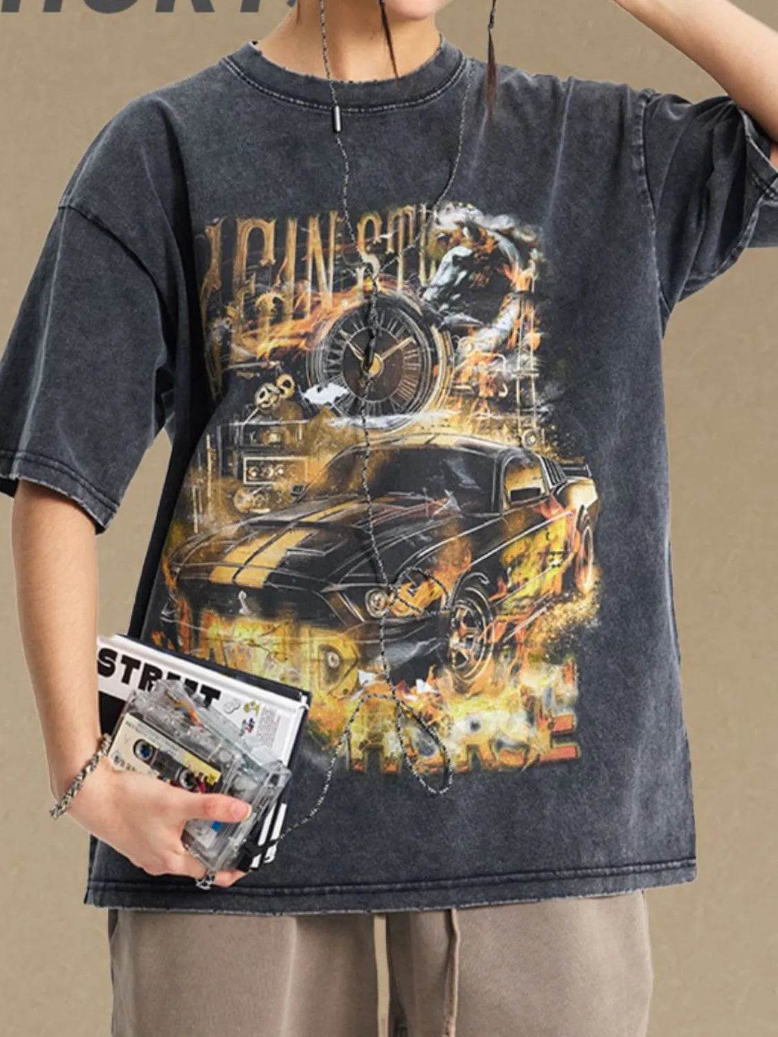 Men's Graphic Round Neck Half Sleeve T-Shirt - Tredona LLC