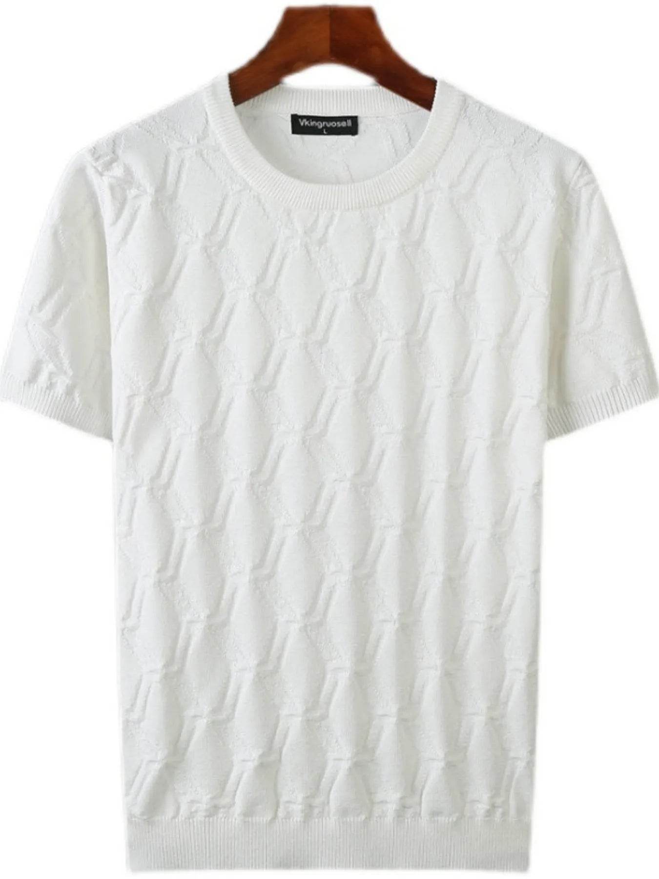 Men's Plus Size Textured Round Neck Short Sleeve Knit Top - Tredona LLC