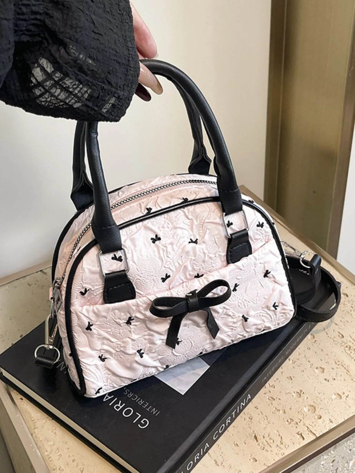 Ruched Bow Crossbody Bag - Tredona LLC