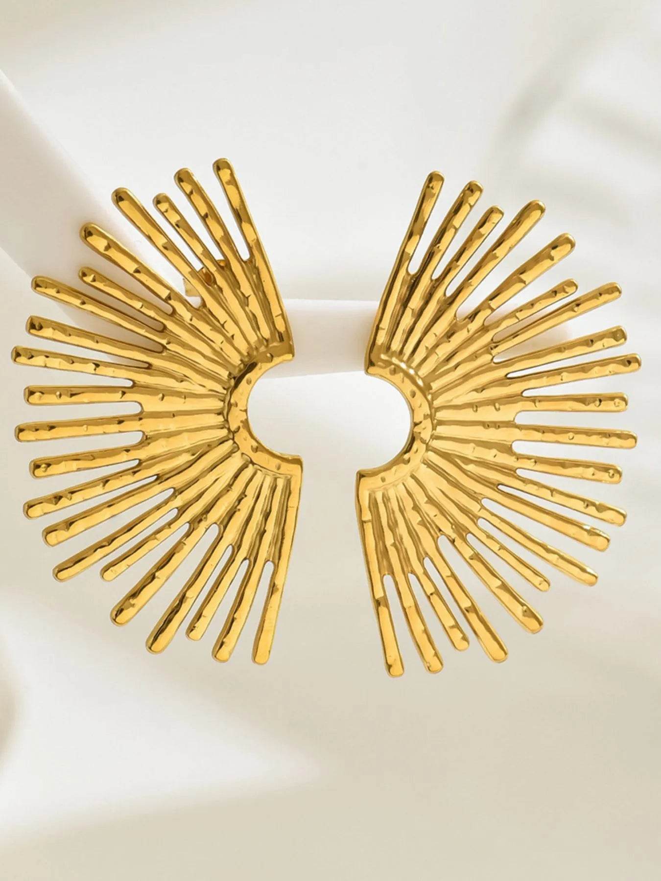 18K Gold-Plated Stainless Steel Sunburst Earrings - Tredona LLC