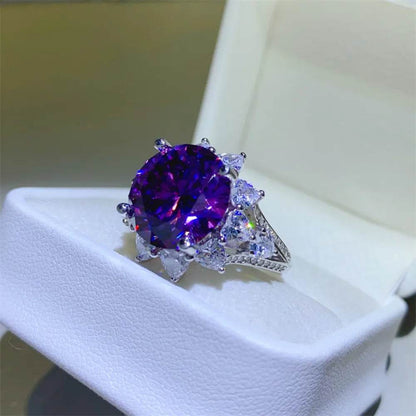10 Carat Moissanite 925 Sterling Silver Flower Shape Ring - Tredona LLC
