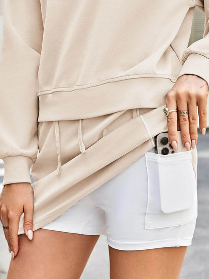 Round Neck Raglan Sleeve Top and Skort Set - Tredona LLC