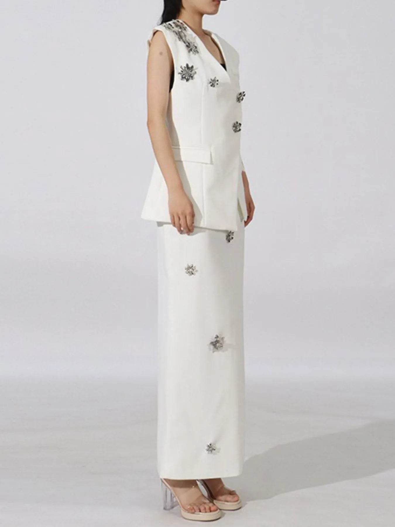 Flower Sleeveless Vest and Skirt Set - Tredona LLC