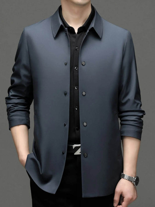 Men's Plus Size Button Up Long Sleeve Jacket - Tredona LLC