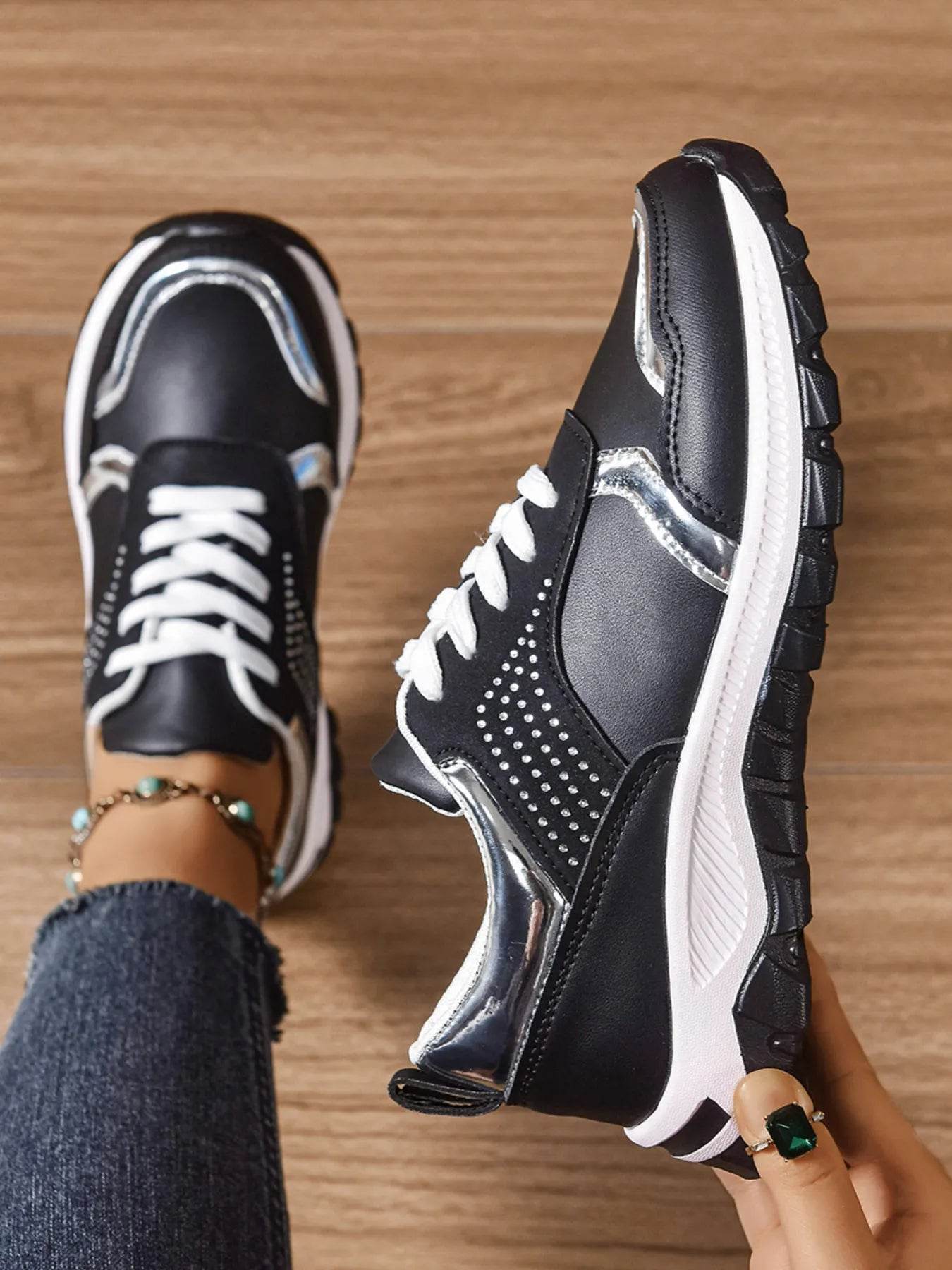Lace Up Round Toe Sneakers - Tredona LLC