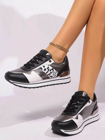 Multi-Color Leopard Lace Up Sneakers - Tredona LLC