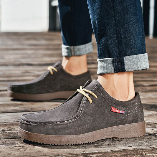 Outdoor Versatility For Traveling Suede British Style Leather Sneakers - Tredona LLC