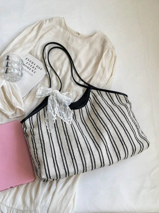 Striped Canvas Tote Bag - Tredona LLC