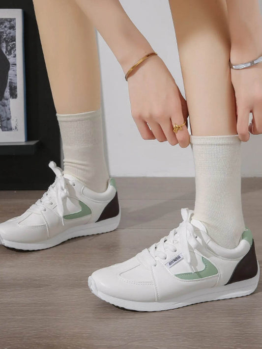 Round Toe Contrast Sneakers - Tredona LLC