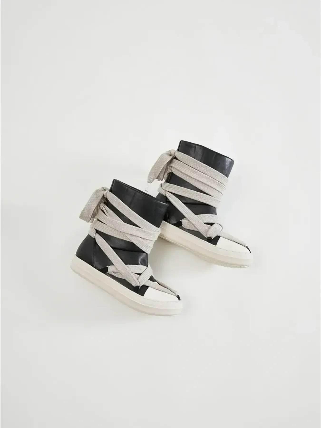 Lace-Up Round Neck Sneaker Boots - Tredona LLC