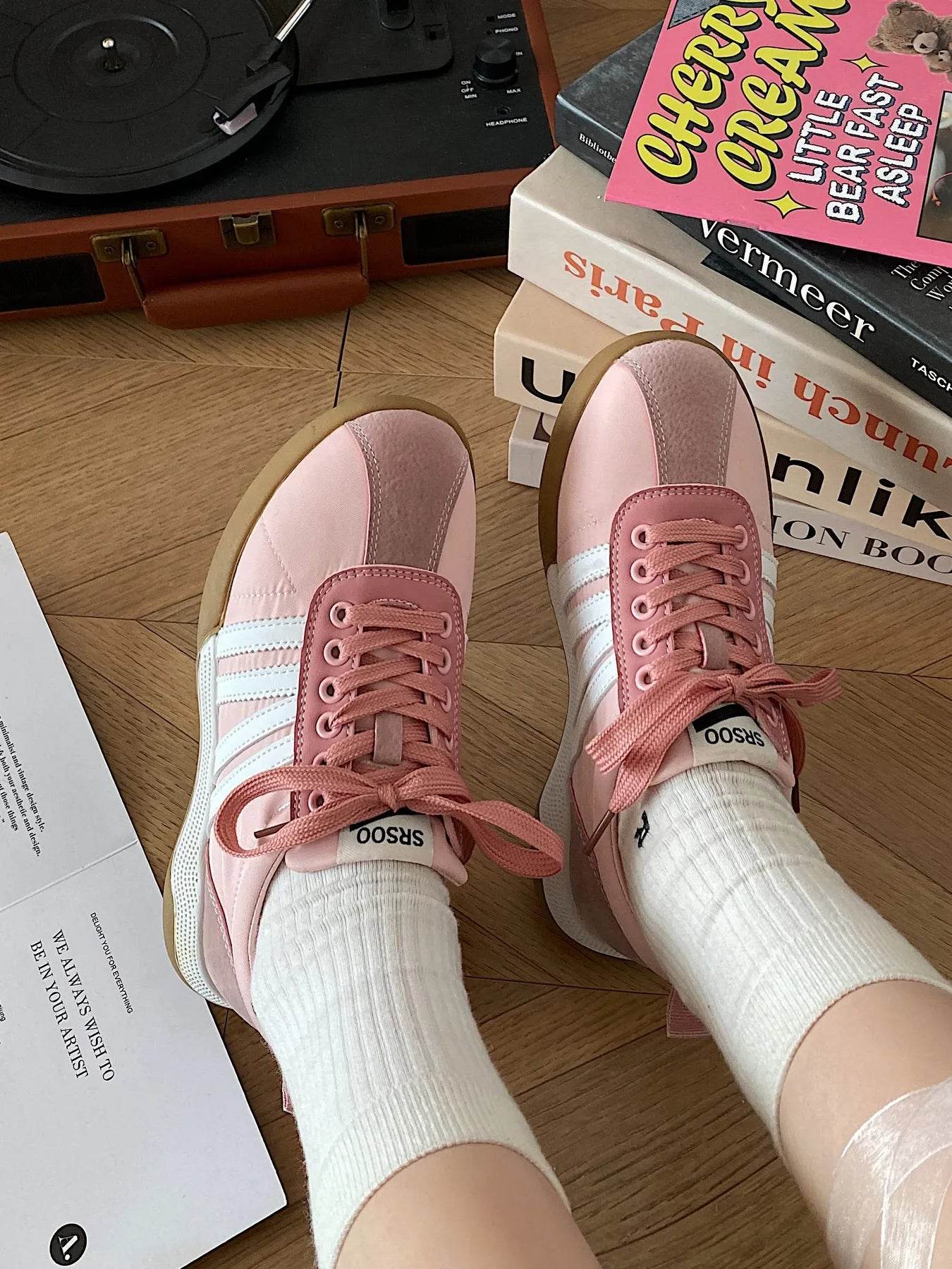Striped Lace Up Sneakers - Tredona LLC