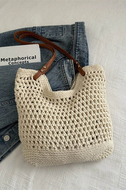 Openwork Woven Tote Bag - Tredona LLC