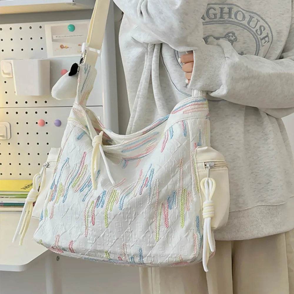 Contrast Texture Shoulder Bag - Tredona LLC