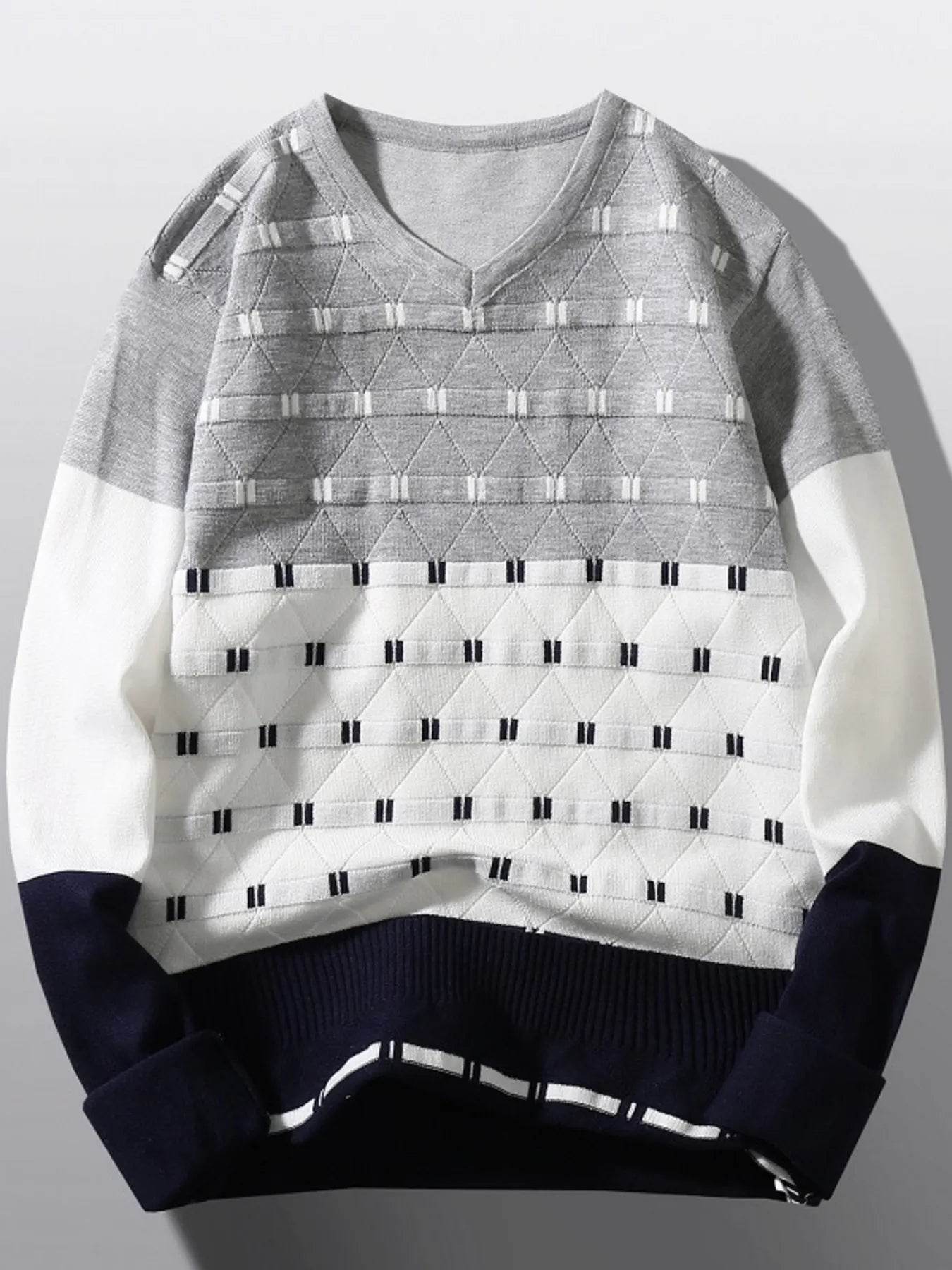 Men's V-Neck Long Sleeve Sweater - Tredona LLC