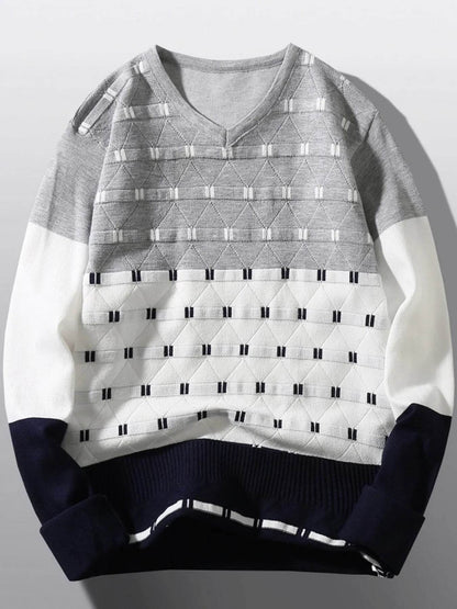 Men's V-Neck Long Sleeve Sweater - Tredona LLC