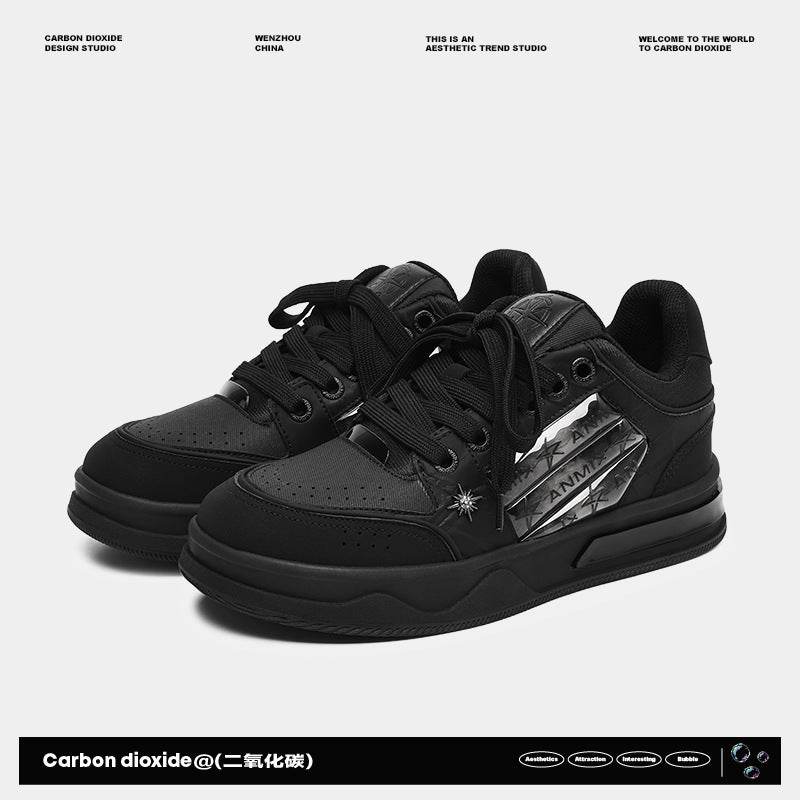 Couple's Black All-match National Fashion Platform Star Pattern Sneakers - Tredona LLC