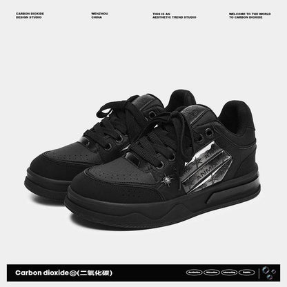 Couple's Black All-match National Fashion Platform Star Pattern Sneakers - Tredona LLC