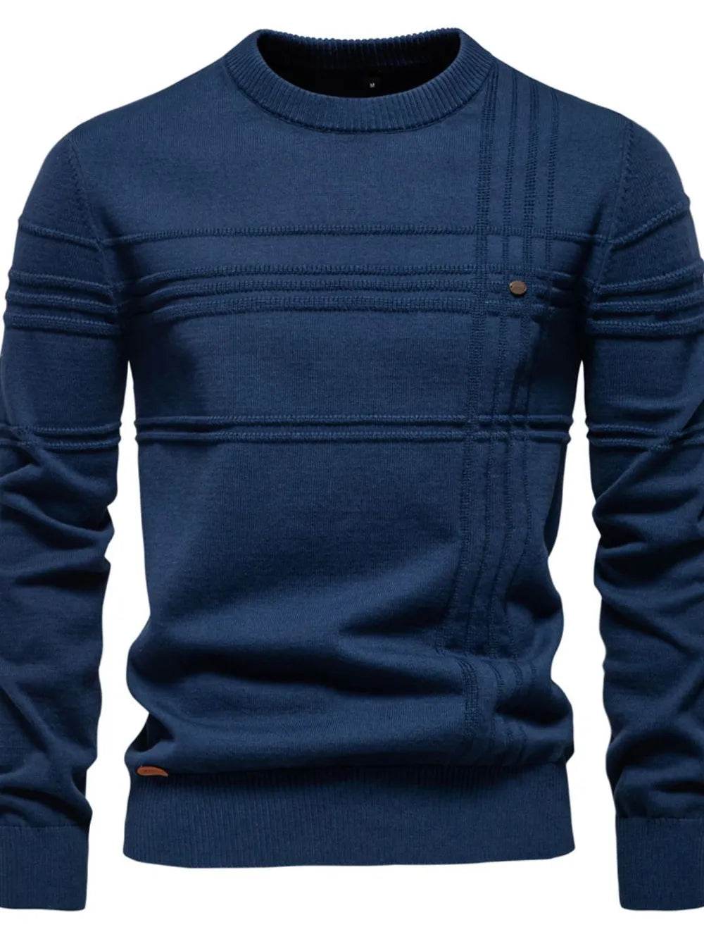 Men's Round Neck Striped Sweater - Tredona LLC
