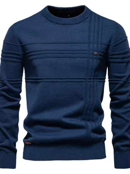 Men's Round Neck Striped Sweater - Tredona LLC