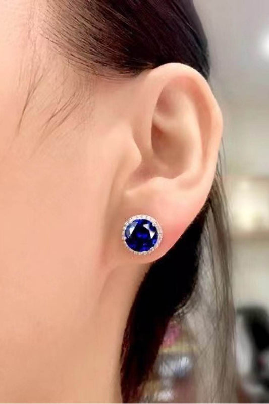 Contrast 2 Carat Moissanite Platinum-Plated Stud Earrings - Tredona LLC