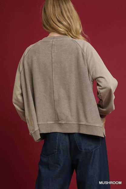 Umgee Mineral Wash French Terry Sweatshirt - Tredona LLC