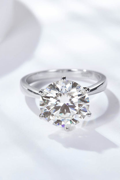 Platinum-Plated 5 Carat Moissanite Solitaire Ring - Tredona LLC