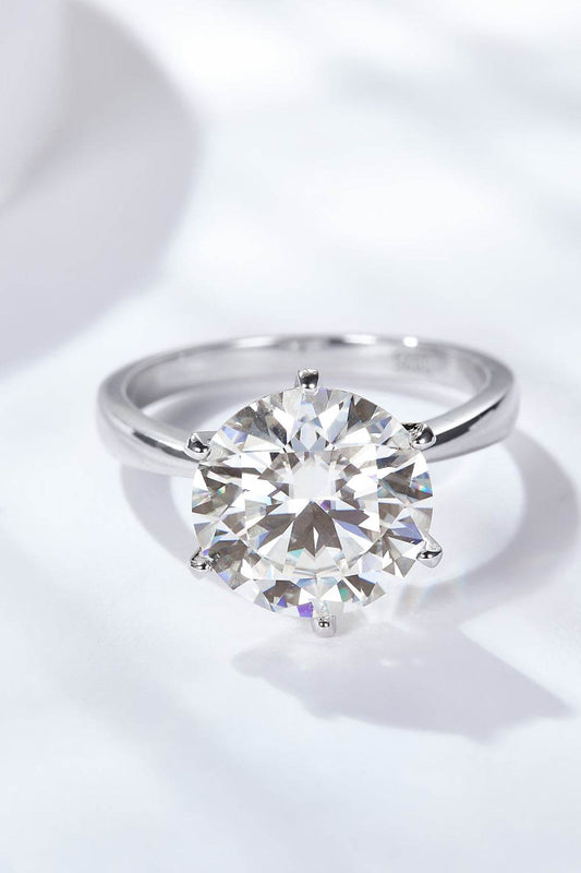 Platinum-Plated 5 Carat Moissanite Solitaire Ring - Tredona LLC