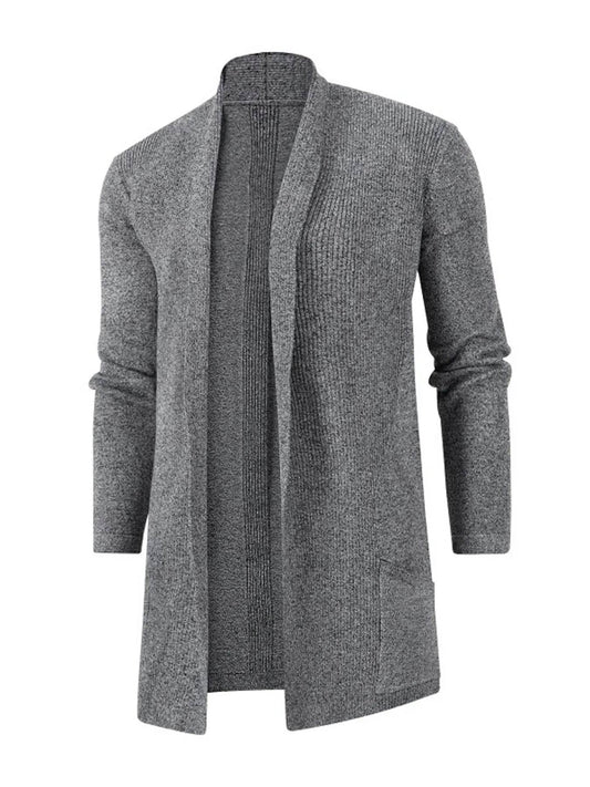 Men's Plus Size Open Front Long Sleeve Knit Cardigan - Tredona LLC