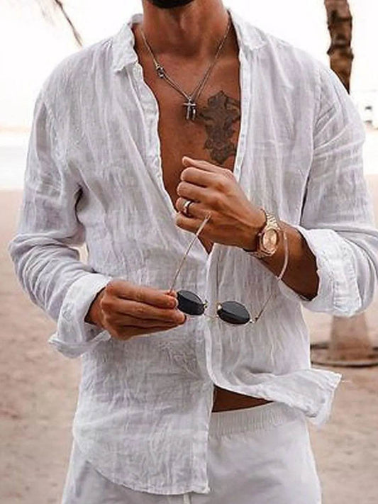Men's Full Size Button Up Long Sleeve Shirt Plus Size - Tredona LLC