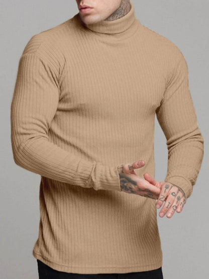 Men's Ribbed Turtleneck Long Sleeve Sweater - Tredona LLC