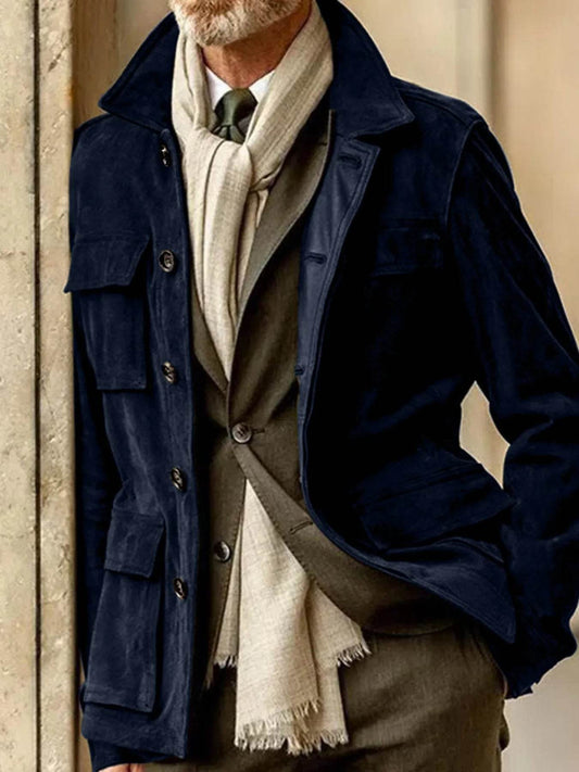 Men's Full Size Button Up Long Sleeve Jacket Plus Size - Tredona LLC