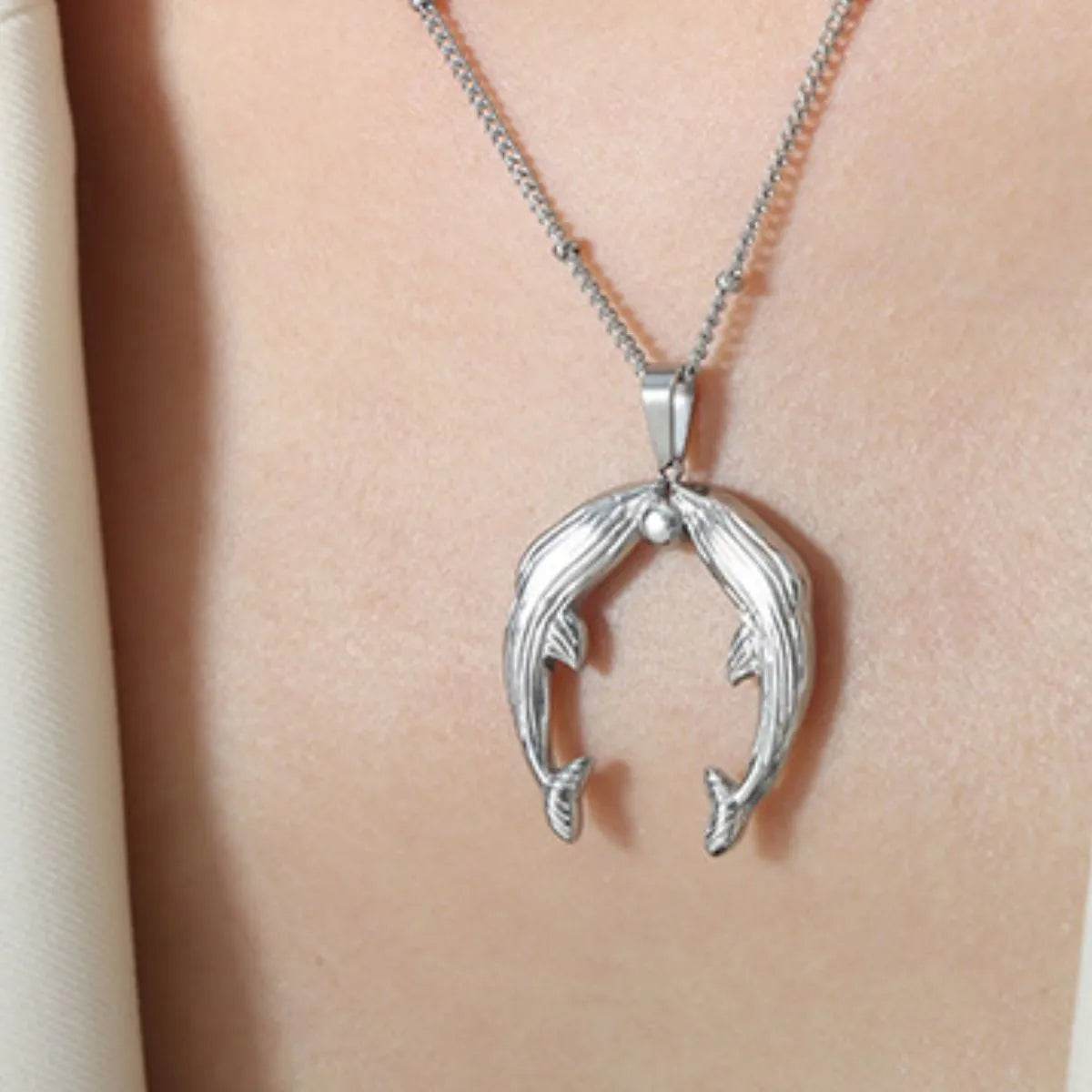 Gold Dolphin Jewelry Set with Necklace and Earrings - Tredona LLC
